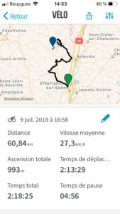 Avec l'application Wahoo vous avez immédiatement les informations de votre sortie.