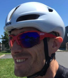 Notre essayeur du jour Hubert Dupont avec le Kask Utopia.